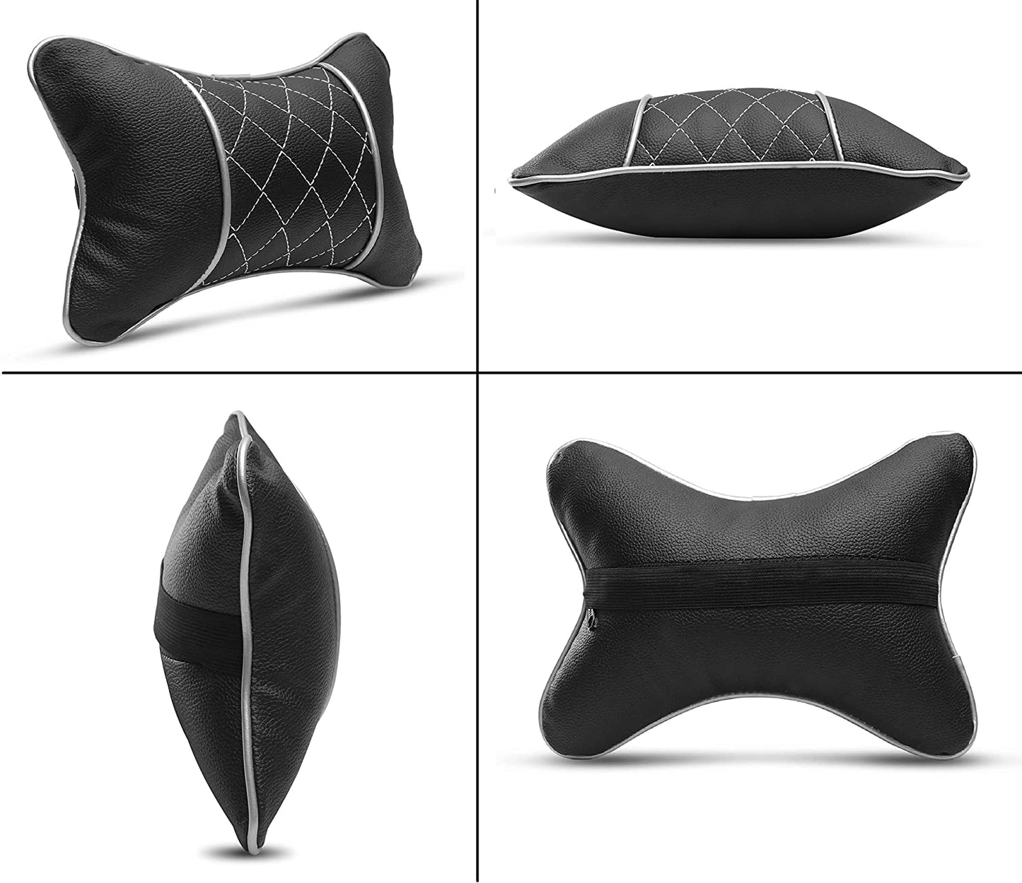 Auto Hub Faux Leather Car Neck Rest for All Cars for Neck Support Car Cushion for Headrest- Pack of 2