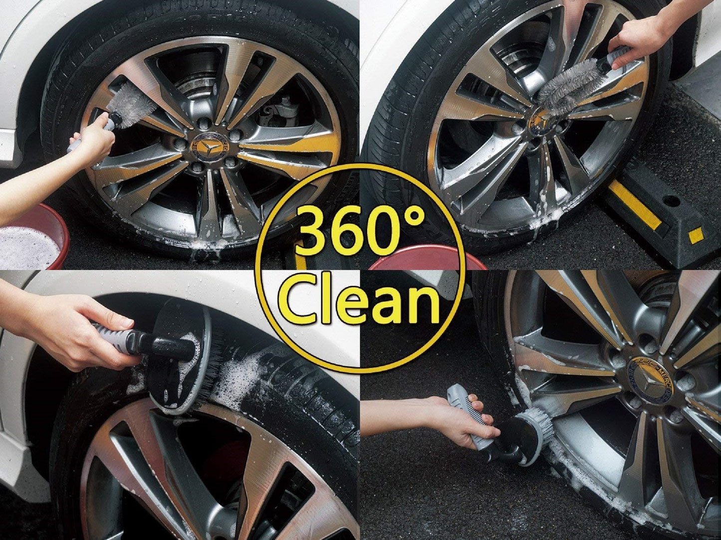 Combo of Tyre Cleaning Brush and Alloy Brush for Cleaning Car Wheel & Tire Rim 2 Pcs