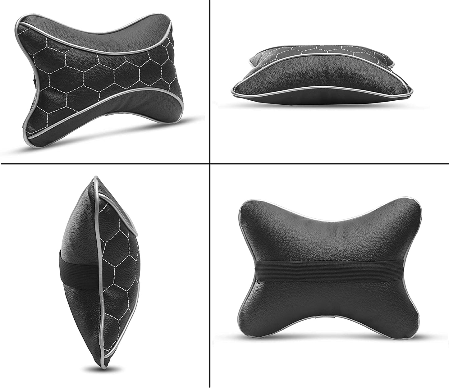 Auto Hub Faux Leather Car Neck Rest for All Cars for Neck Support Car Cushion for Headrest- Pack of 2
