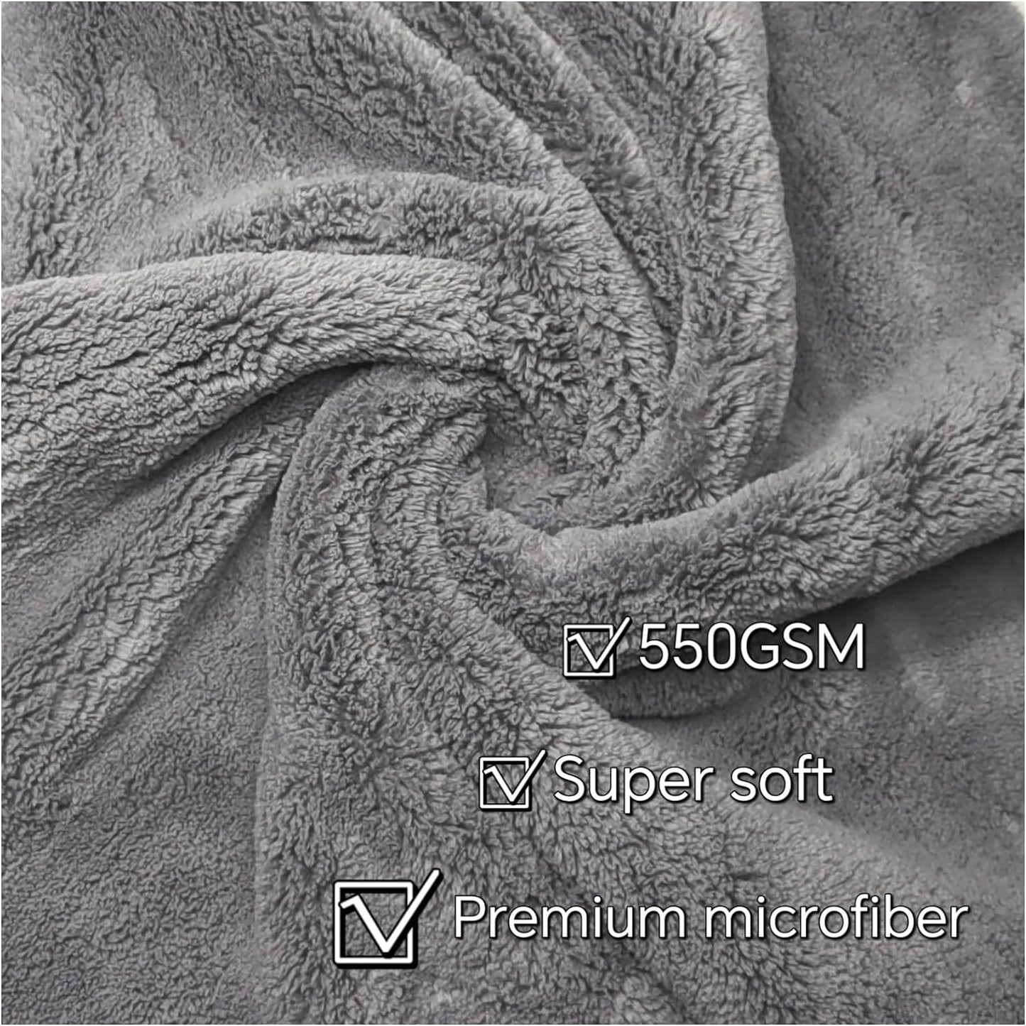 Ultra Soft 600GSM Microfiber Edgless & Dual Sided cloth 40x40 CM Grey