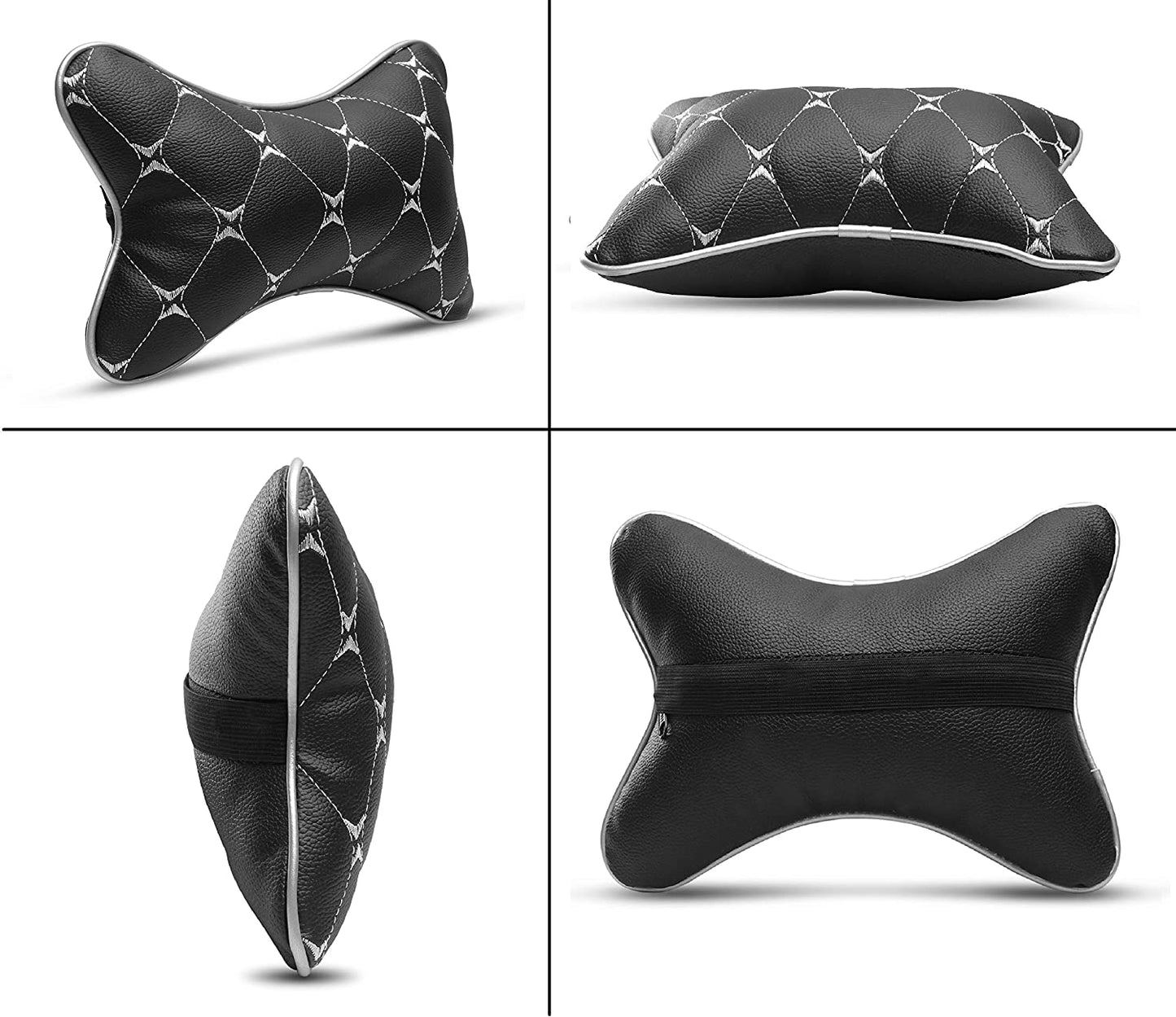 Auto Hub Faux Leather Car Neck Rest for All Cars for Neck Support Car Cushion for Headrest- Pack of 2