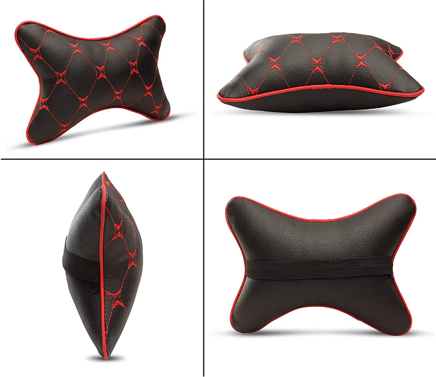 Auto Hub Faux Leather Car Neck Rest for All Cars for Neck Support Car Cushion for Headrest- Pack of 2