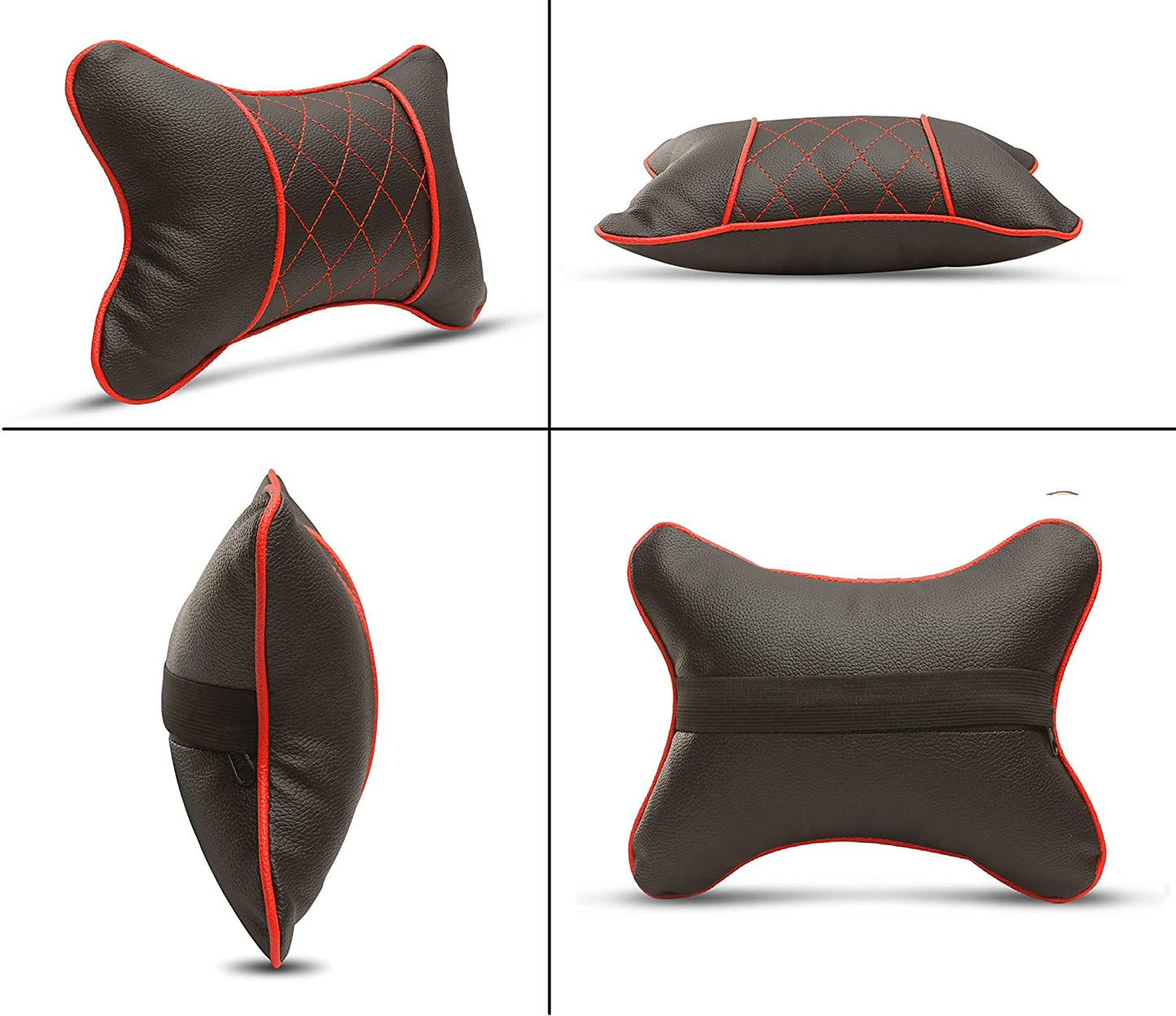 Auto Hub Faux Leather Car Neck Rest for All Cars for Neck Support Car Cushion for Headrest- Pack of 2