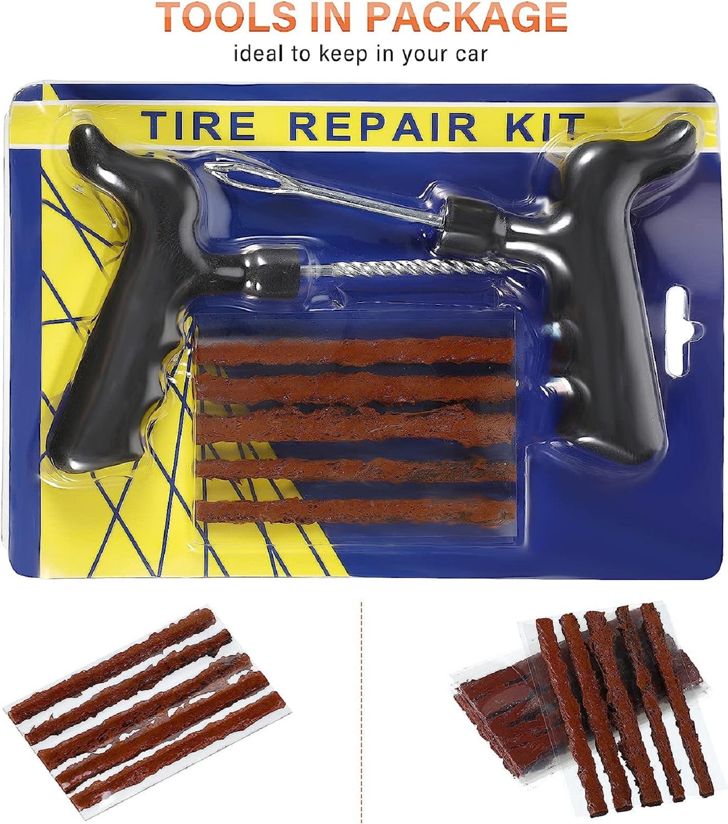 Auto Hub Tubeless Tyre Puncture Repair Kit for Car & Bike, Car Puncture Kit includes Plier and Puncture Strips