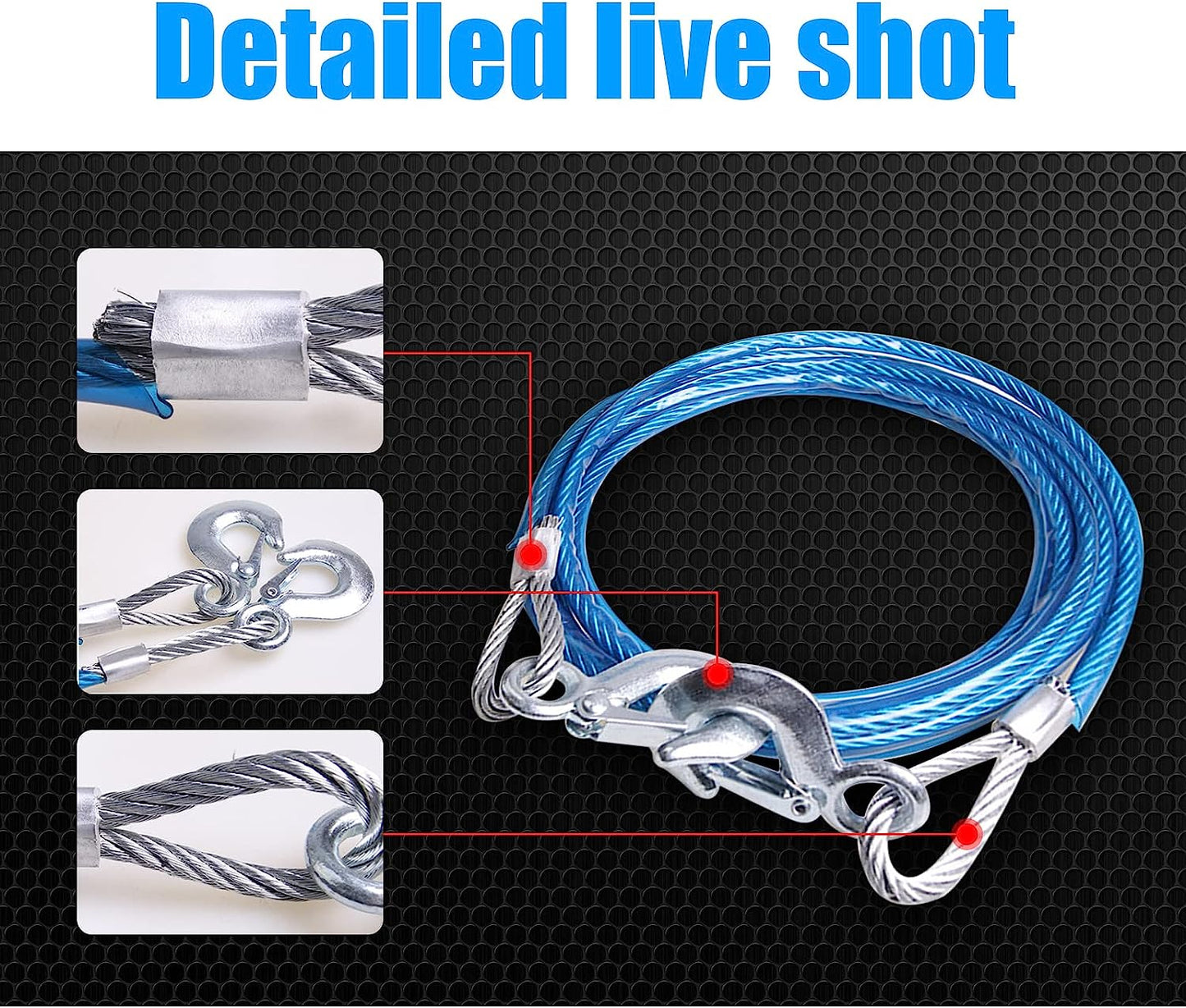 Auto Hub Towing Cable for Car . 5 ton- Tow Rope, Car Towing Cable