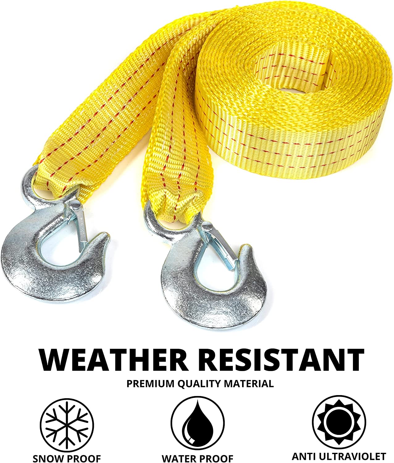 Auto Hub Nylon Tow Rope For Car with Heavy Hooks, Towing Strap for Car - 3 Tons, 4 mtr