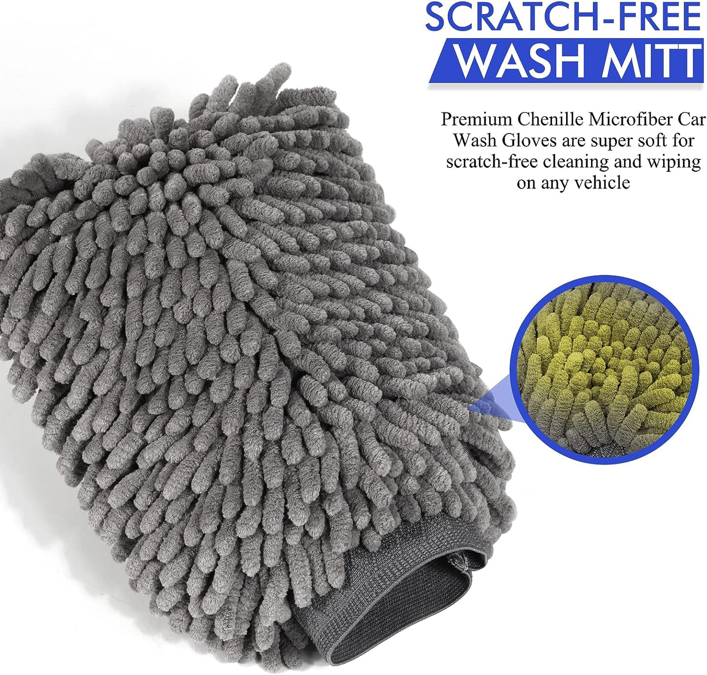 Chenille Microfiber Wash Mitt, Car Cleaning Gloves