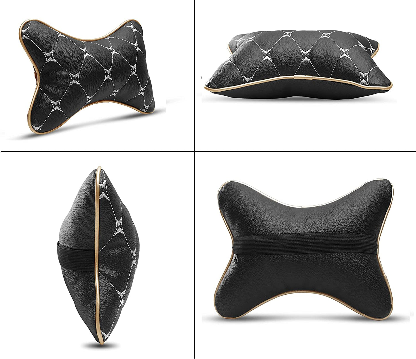 Auto Hub Faux Leather Car Neck Rest for All Cars for Neck Support Car Cushion for Headrest- Pack of 2