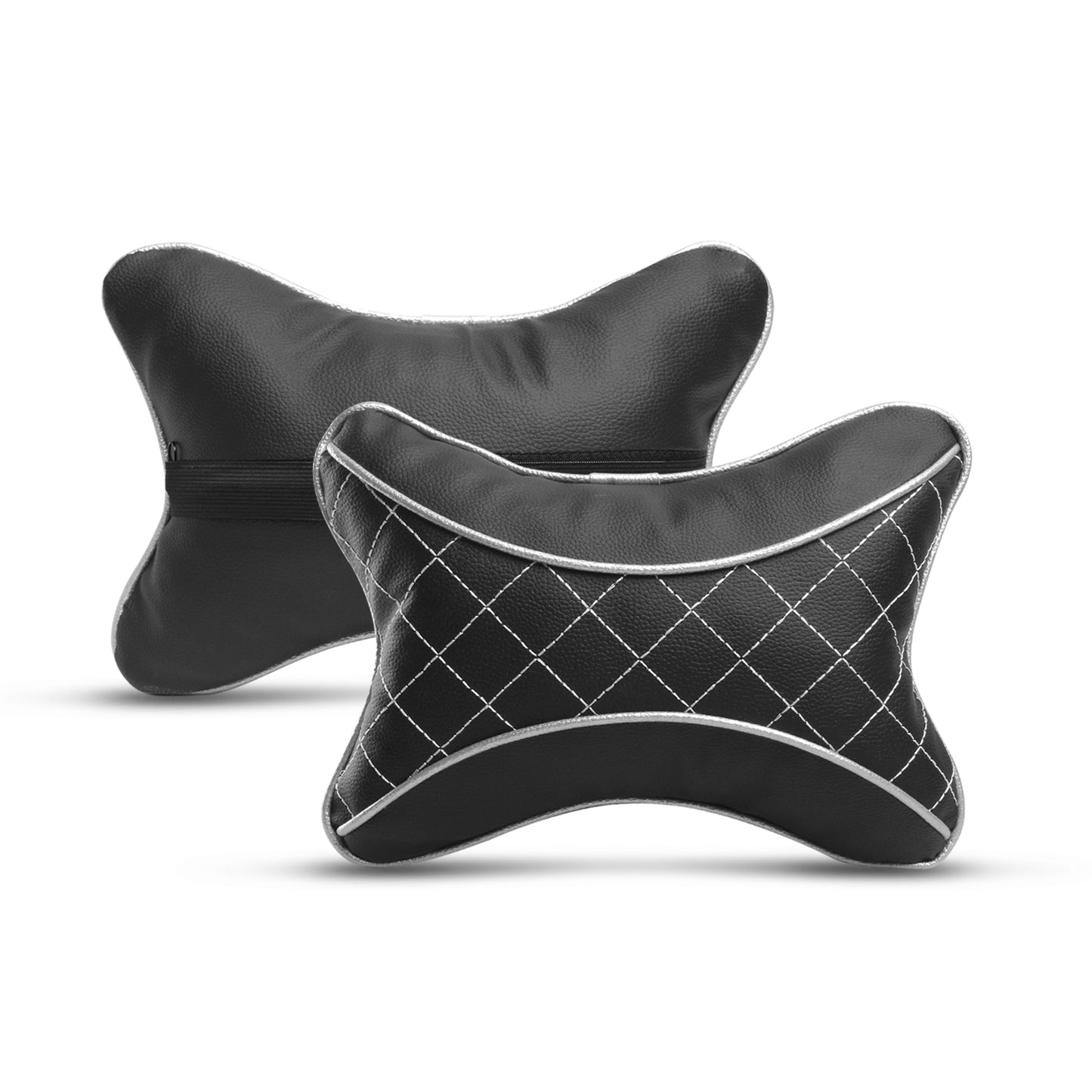 Auto Hub Beige Leatherite Car Neckrest Cushion Combo (Pack of 4)