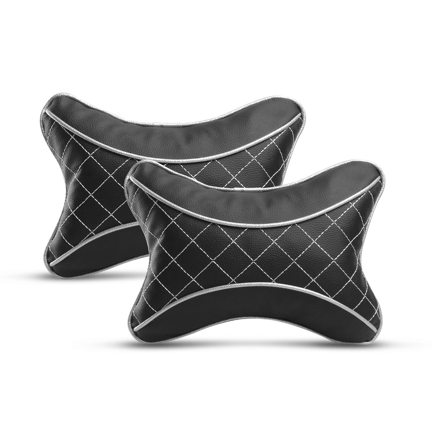 Auto Hub Beige Leatherite Car Neckrest Cushion Combo (Pack of 4)