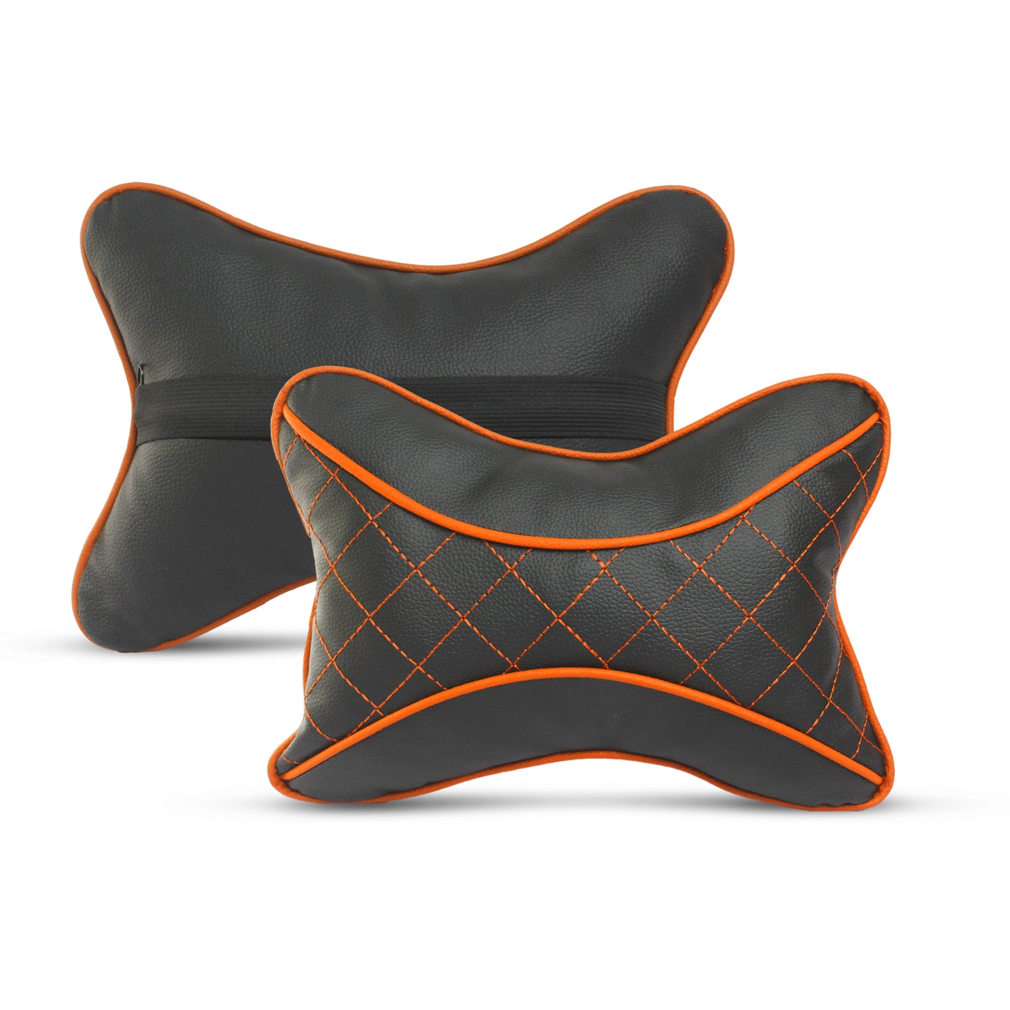 Auto Hub Beige Leatherite Car Neckrest Cushion Combo (Pack of 4)