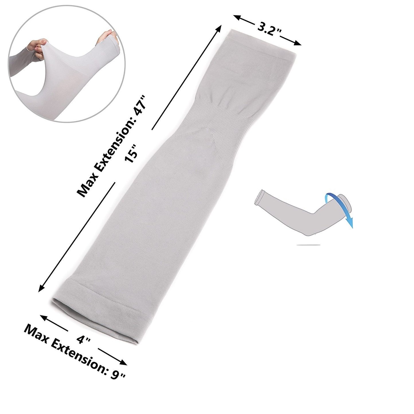 Arm Sleeves for Men & Women Grey