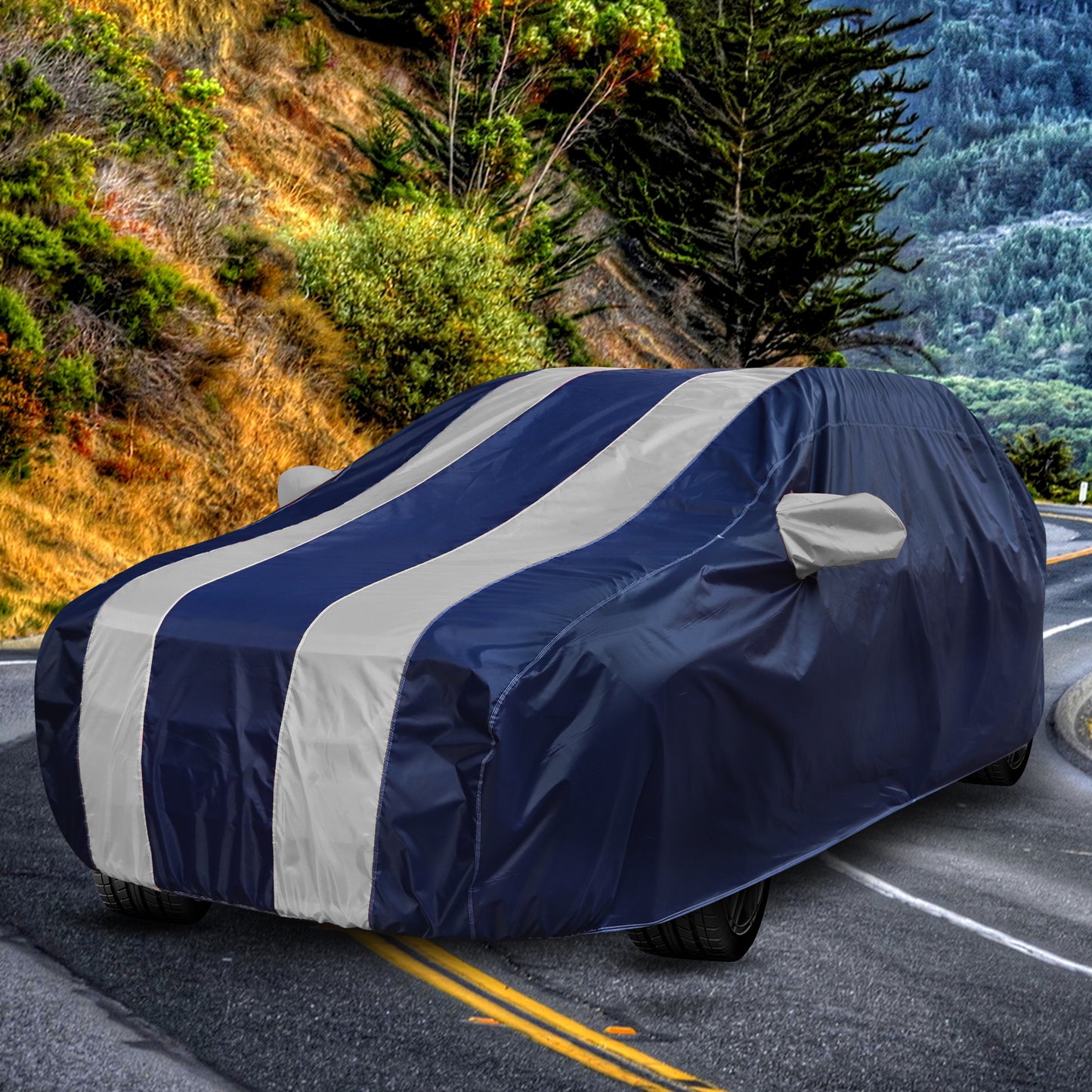 Taffeta Car Cover - Water Resistant Navy Silver