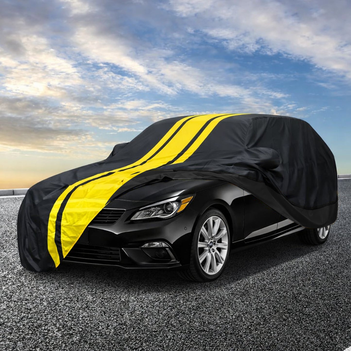 Waterproof Car Body Cover Yellow Black