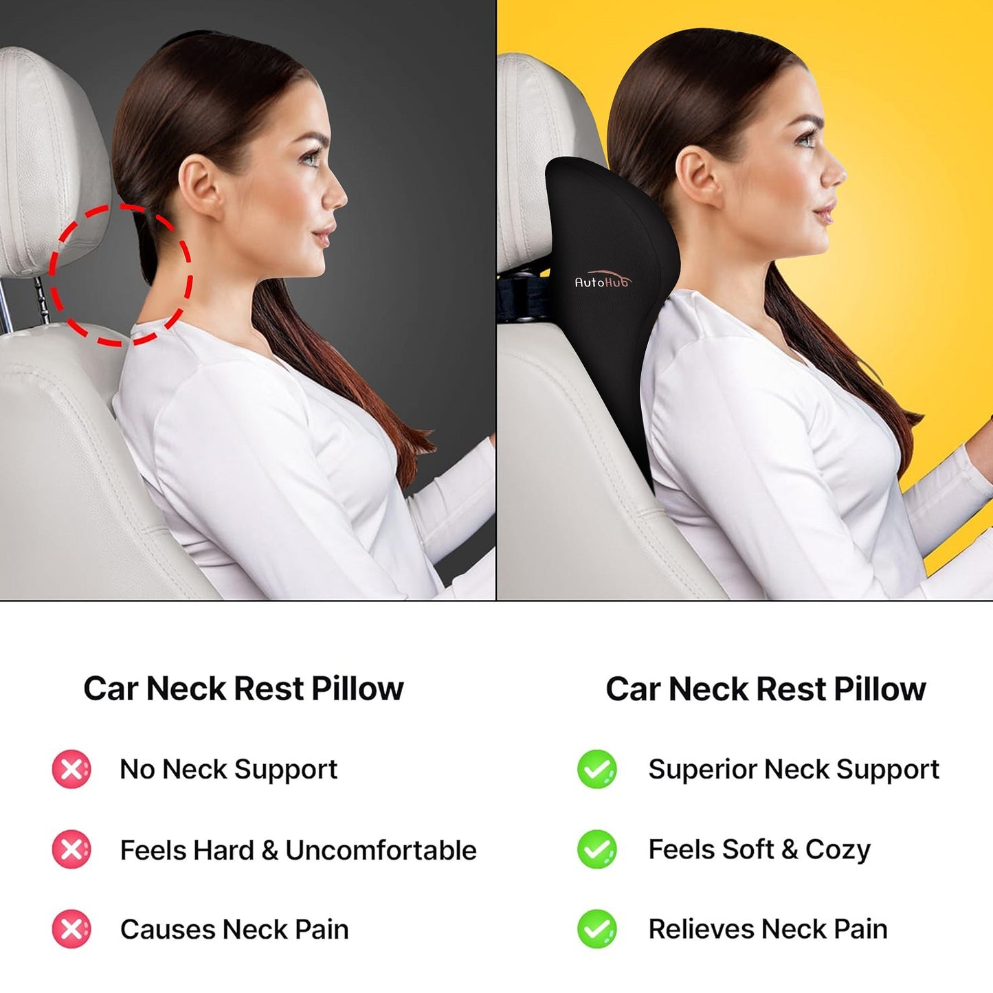 Car Neck Rest Pillow, Memory Foam, Car Seat Head Rest Cushion (Butterfly)