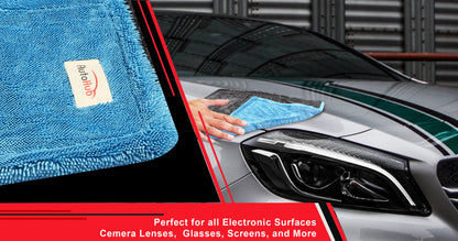 Auto Hub Heavy Microfiber Cloth for Car Cleaning and Detailing, Double Sided, Extra Thick Plush Microfiber Towel Lint-Free, 1200 GSM