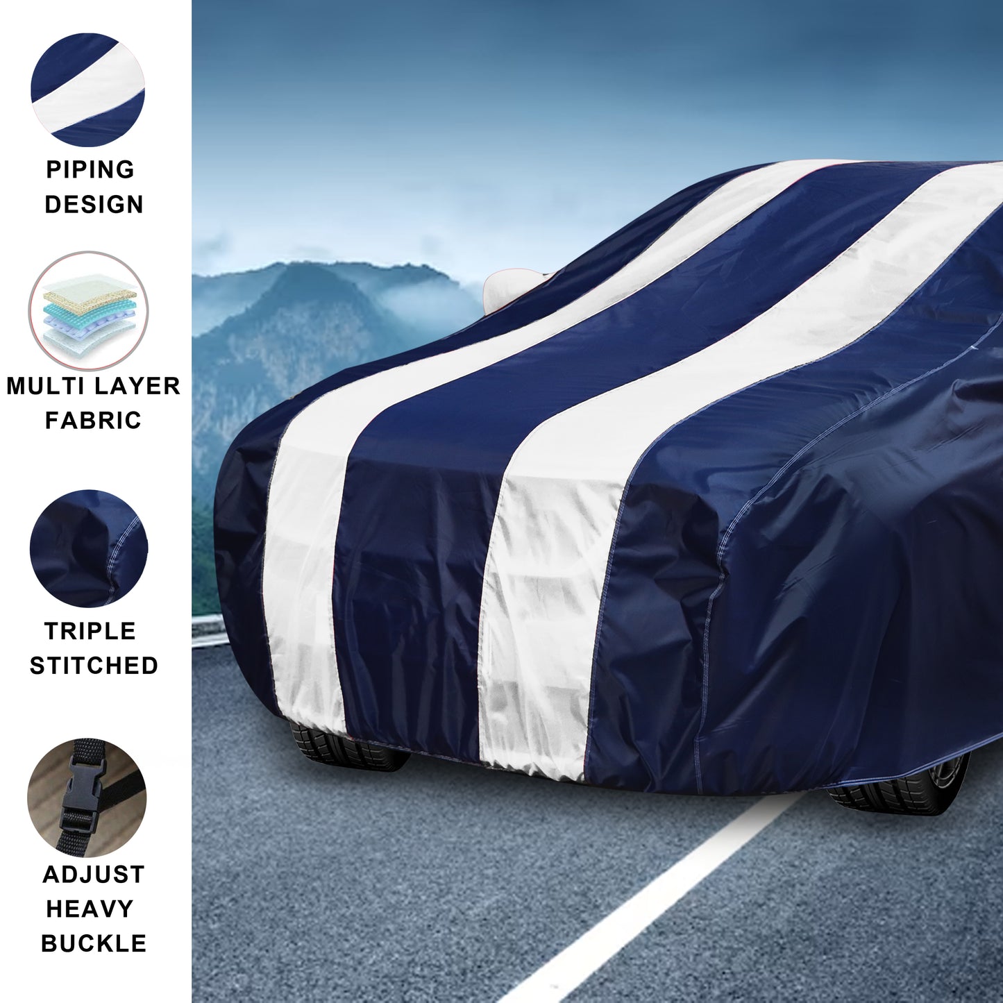 Taffeta Car Cover - Water Resistant Navy White