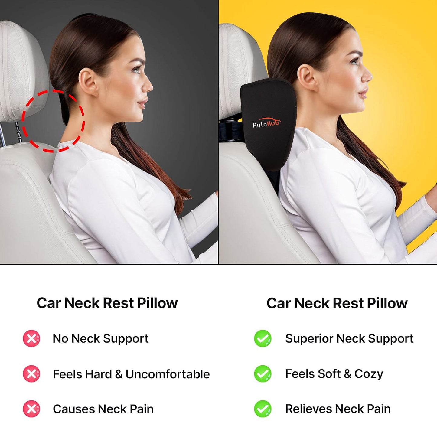 Car Neck Rest Pillow, Memory Foam, Car Seat Head Rest Cushion