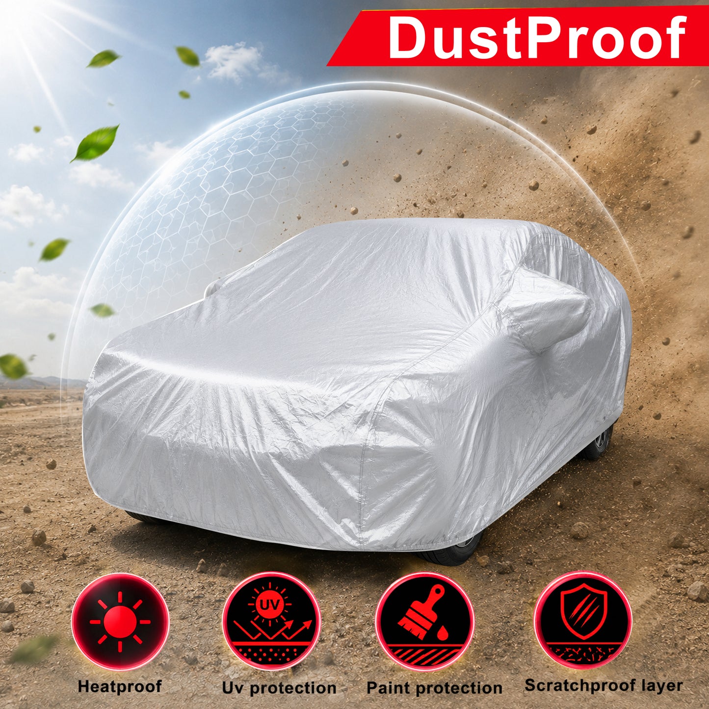 Waterproof Car Body Cover Titanium Waterproof Silver