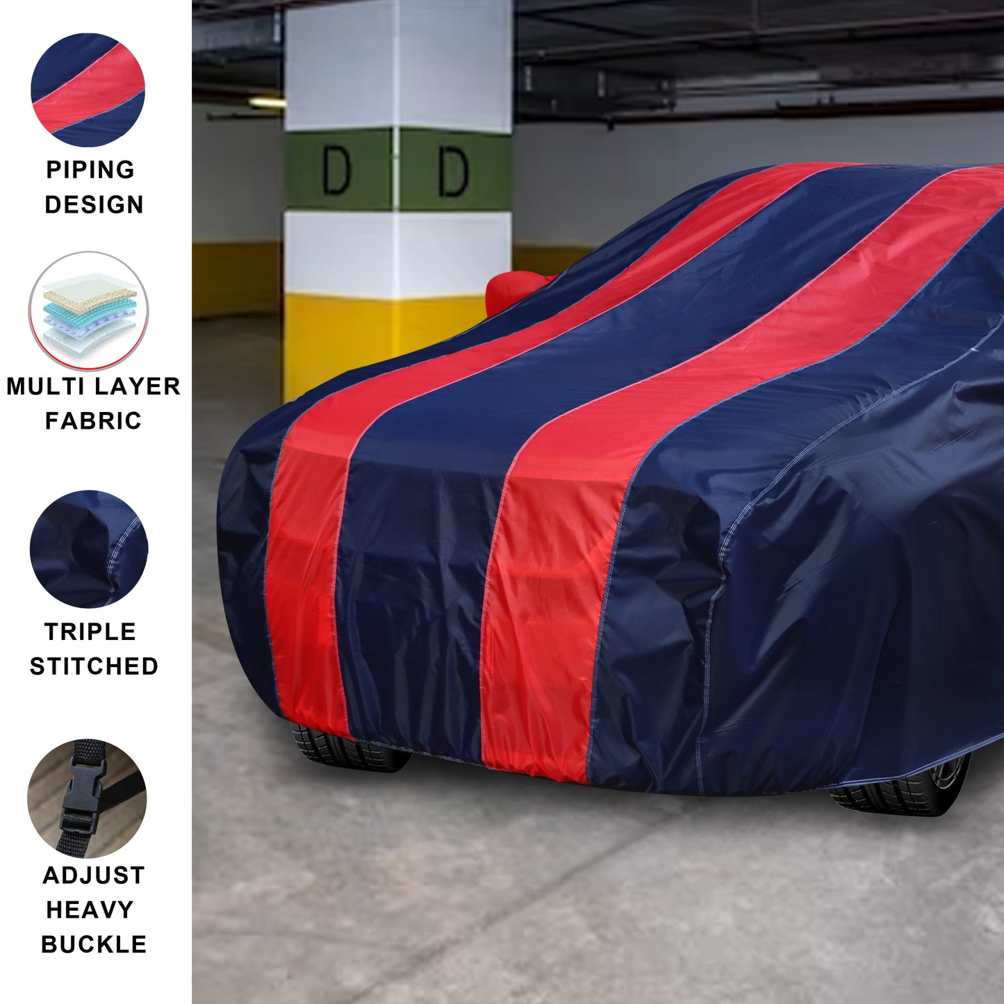 Taffeta Car Cover - Water Resistant Navy Red