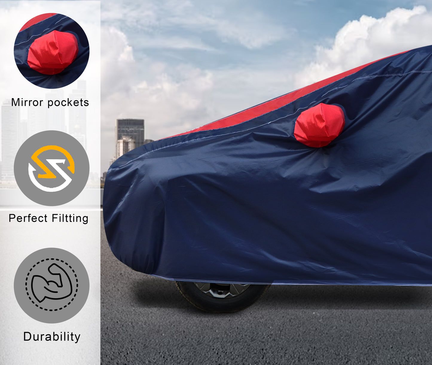 Taffeta Car Cover - Water Resistant Navy Red