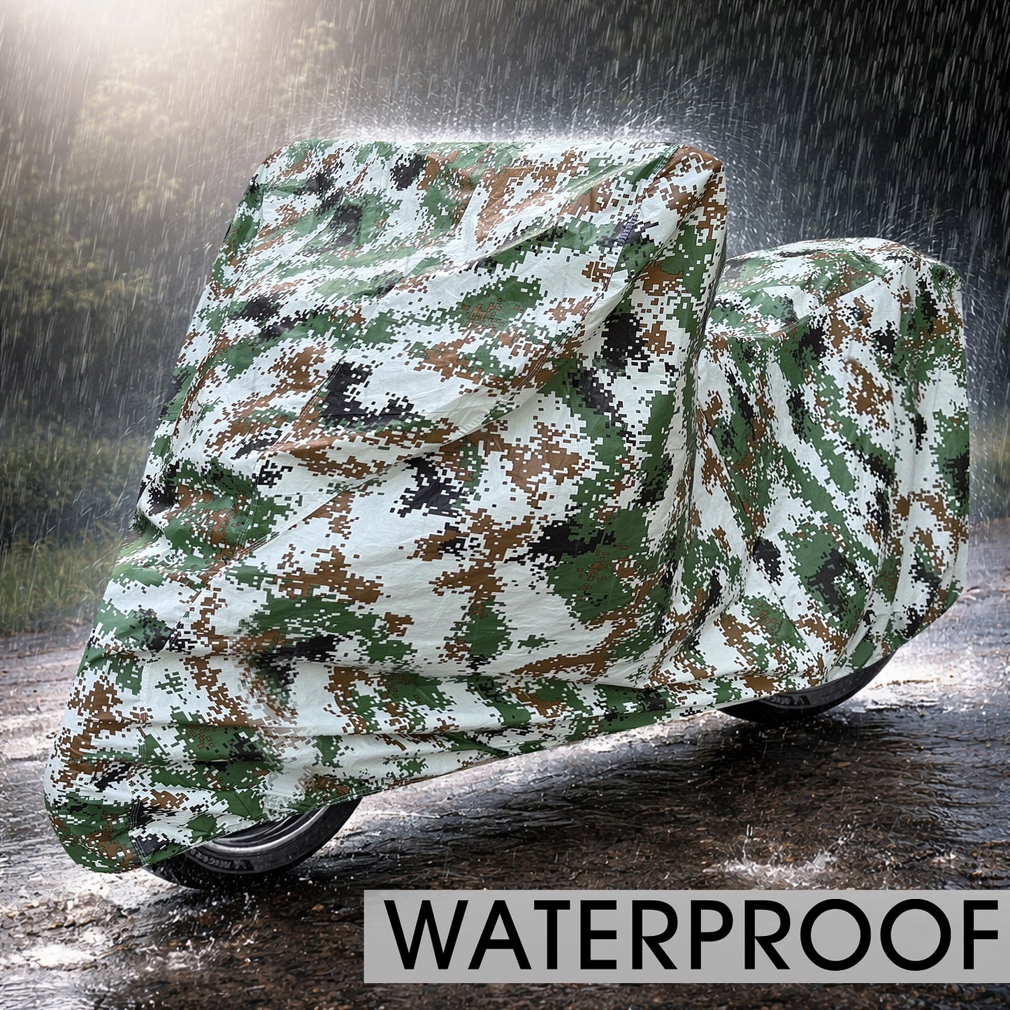 Waterproof Blue Bike & Scooty Cover Army print (Gold Max Series)