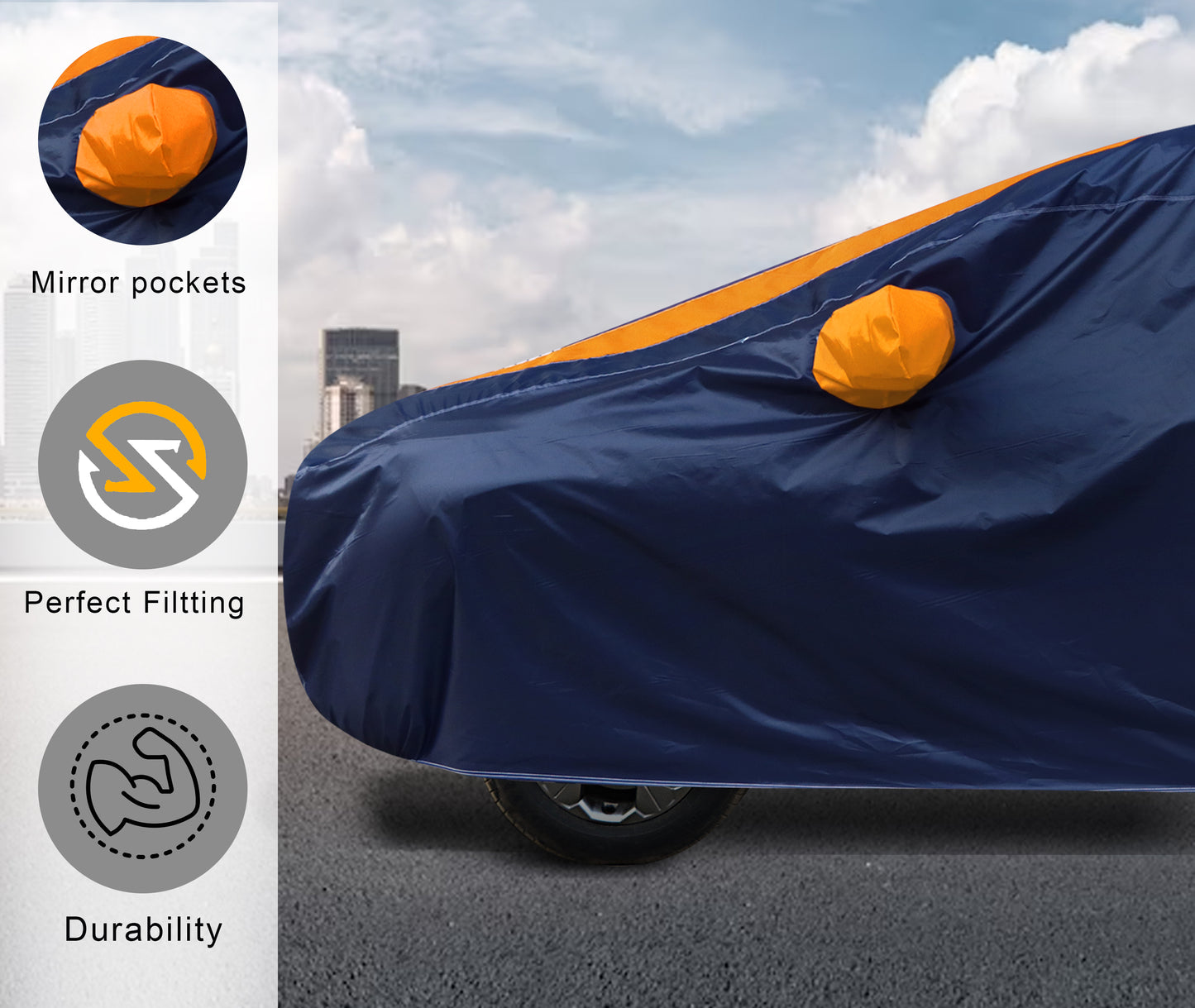 Taffeta Car Cover - Water-Resistant Navy Orange