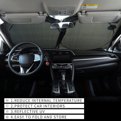 Car Windshield Sunshade, Reflective Polyester Blocks Heat and Sun. Foldable Sun Shield