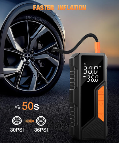 150PSI Cordless Tyre Inflator for Car & Bike - Orange - (12 Month) Warranty