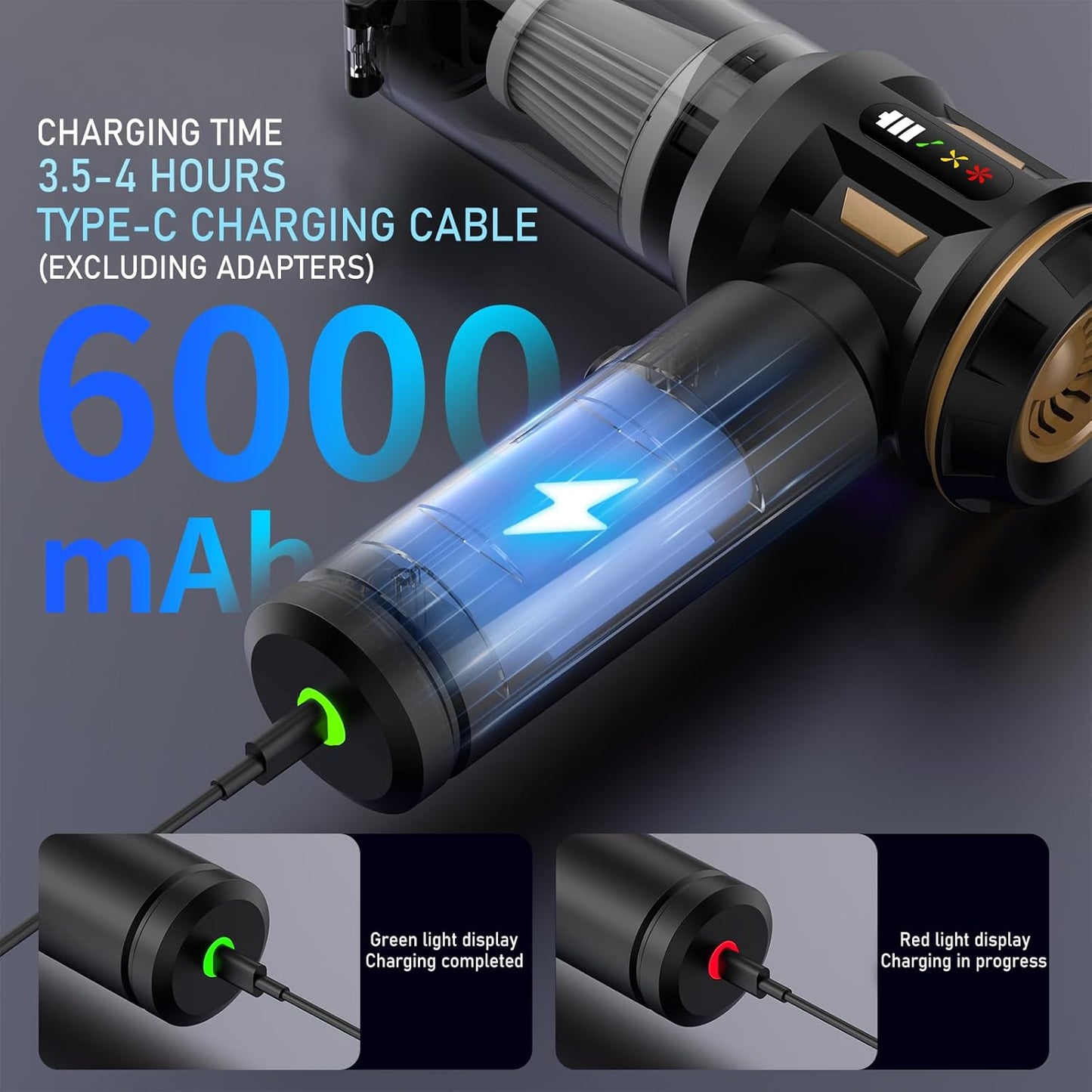 4 in 1 Cordless Vacuum Cleaner for Car- High Suction Power - 28 min Run time- BLDC Motor