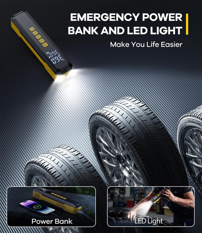 150 PSI Cordless Tyre Inflator for Car & Bike - Yellow - (12 Month) Warranty