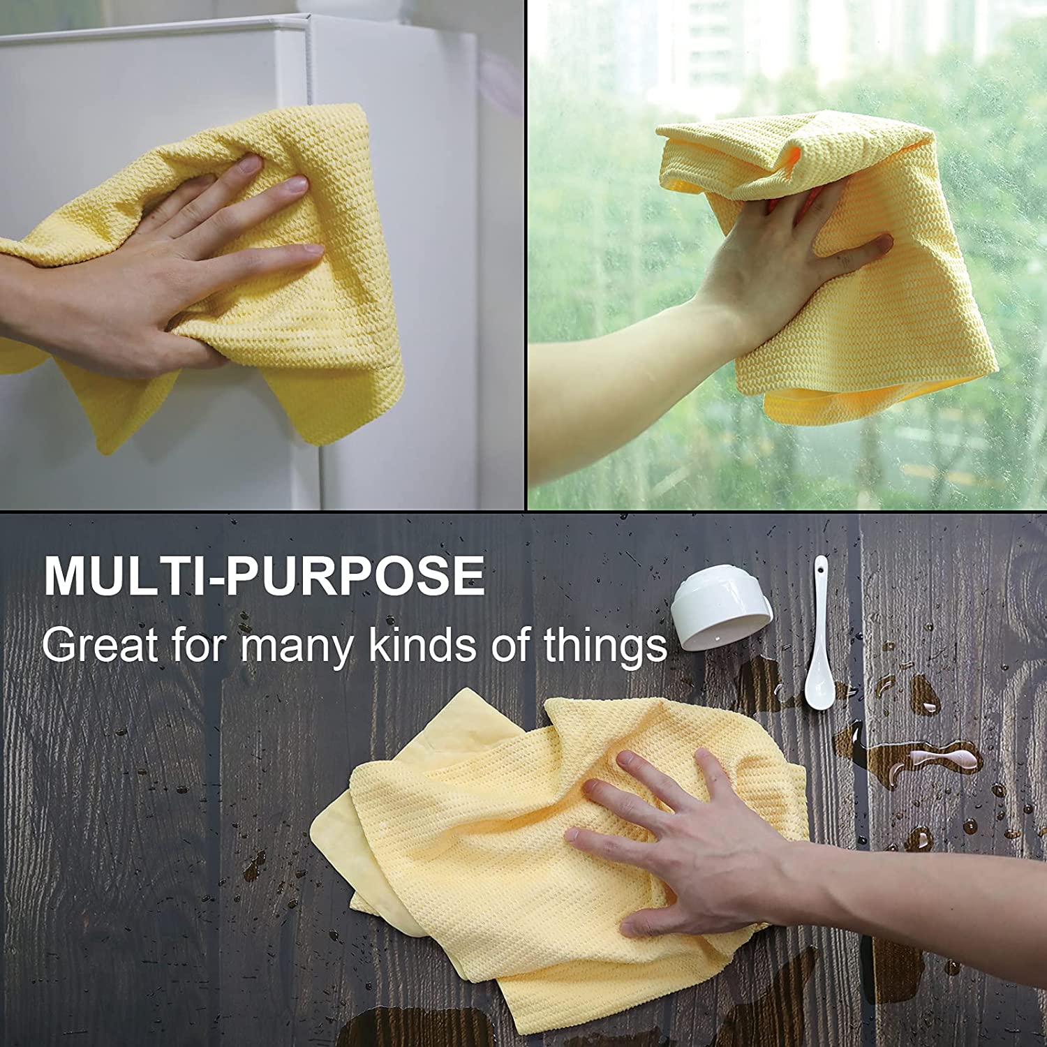 The Original Super Absorbent Multi-Purpose Cleaning Shammy (Chamois) Towel  Cloth, Machine Washable, Will Not Scratch, Orange (6)