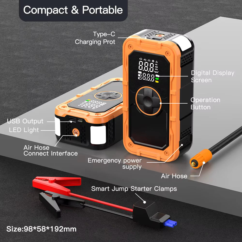 Jump Starter with Tire Inflator Emergency for Car & Bike
