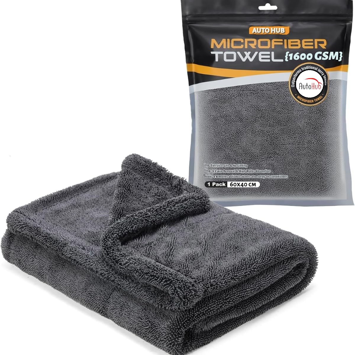 Heavy Microfiber Cloth 1600GSM for Car Cleaning and Detailing, Double Sided, Extra Thick Plush Microfiber Towel.