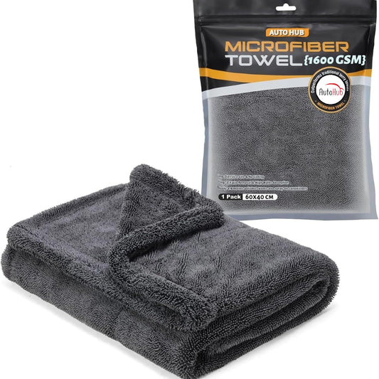 Heavy Microfiber Cloth 1600GSM for Car Cleaning and Detailing, Double Sided, Extra Thick Plush Microfiber Towel.