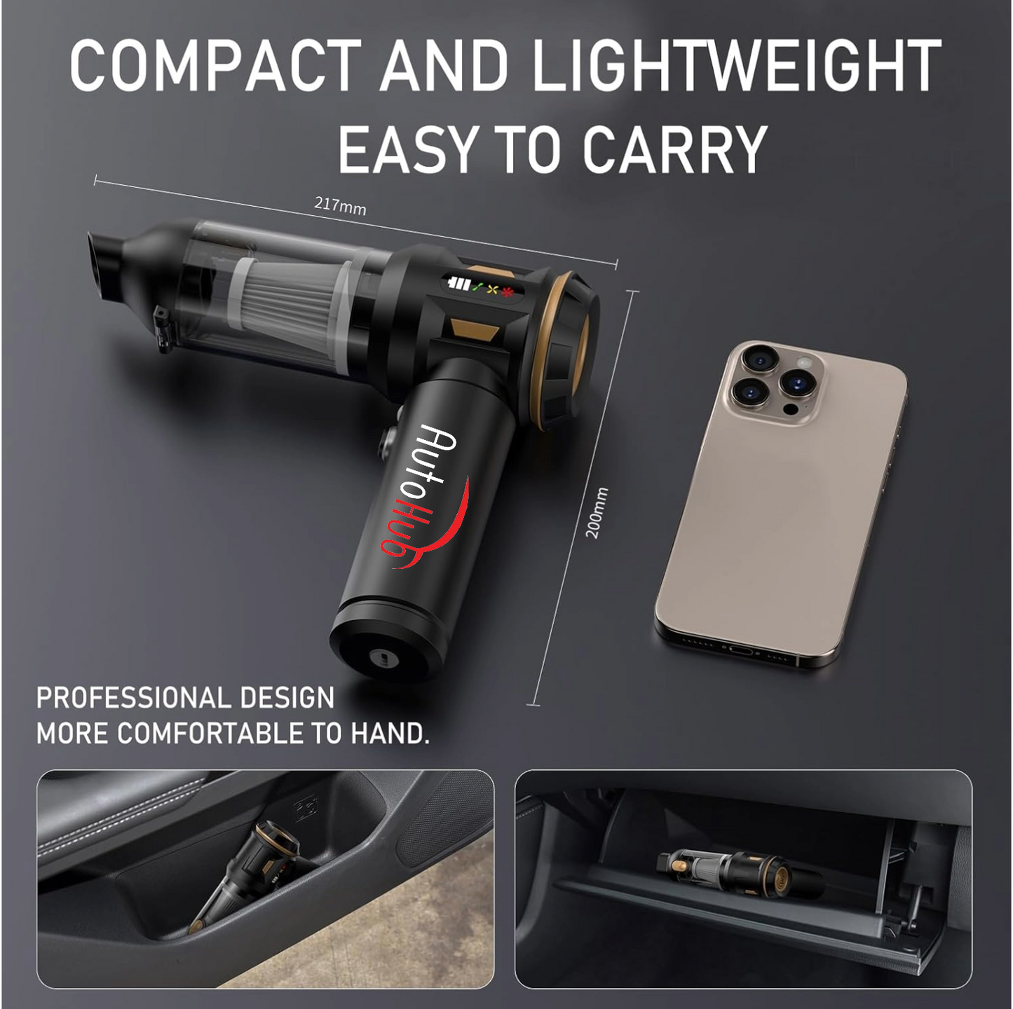 4 in 1 Cordless Vacuum Cleaner for Car- High Suction Power - 28 min Run time- BLDC Motor