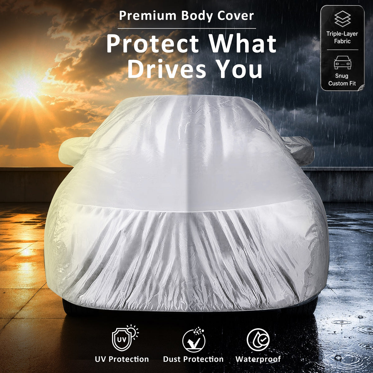 Waterproof Car Body Cover Titanium Waterproof Silver