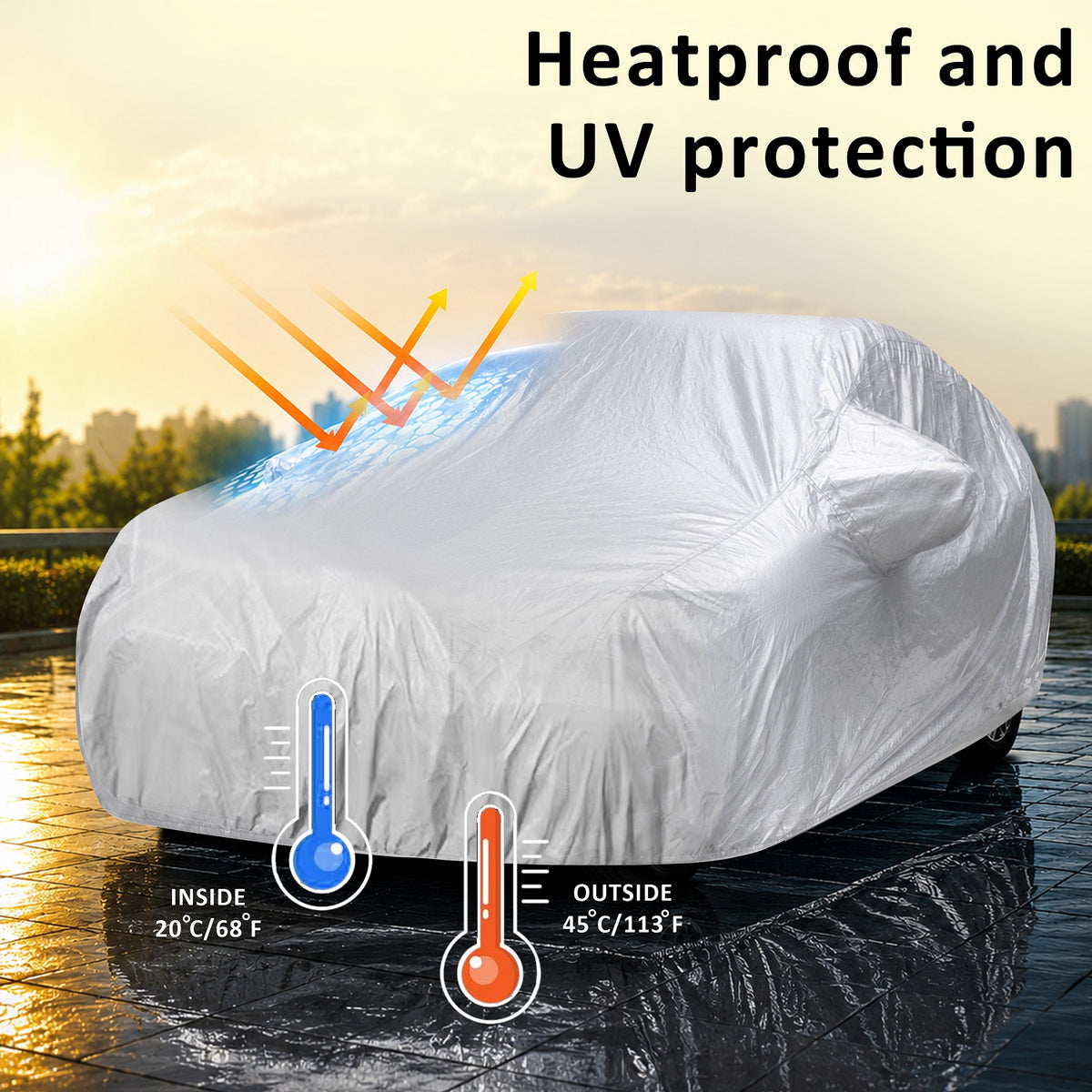 Waterproof Car Body Cover Titanium Waterproof Silver