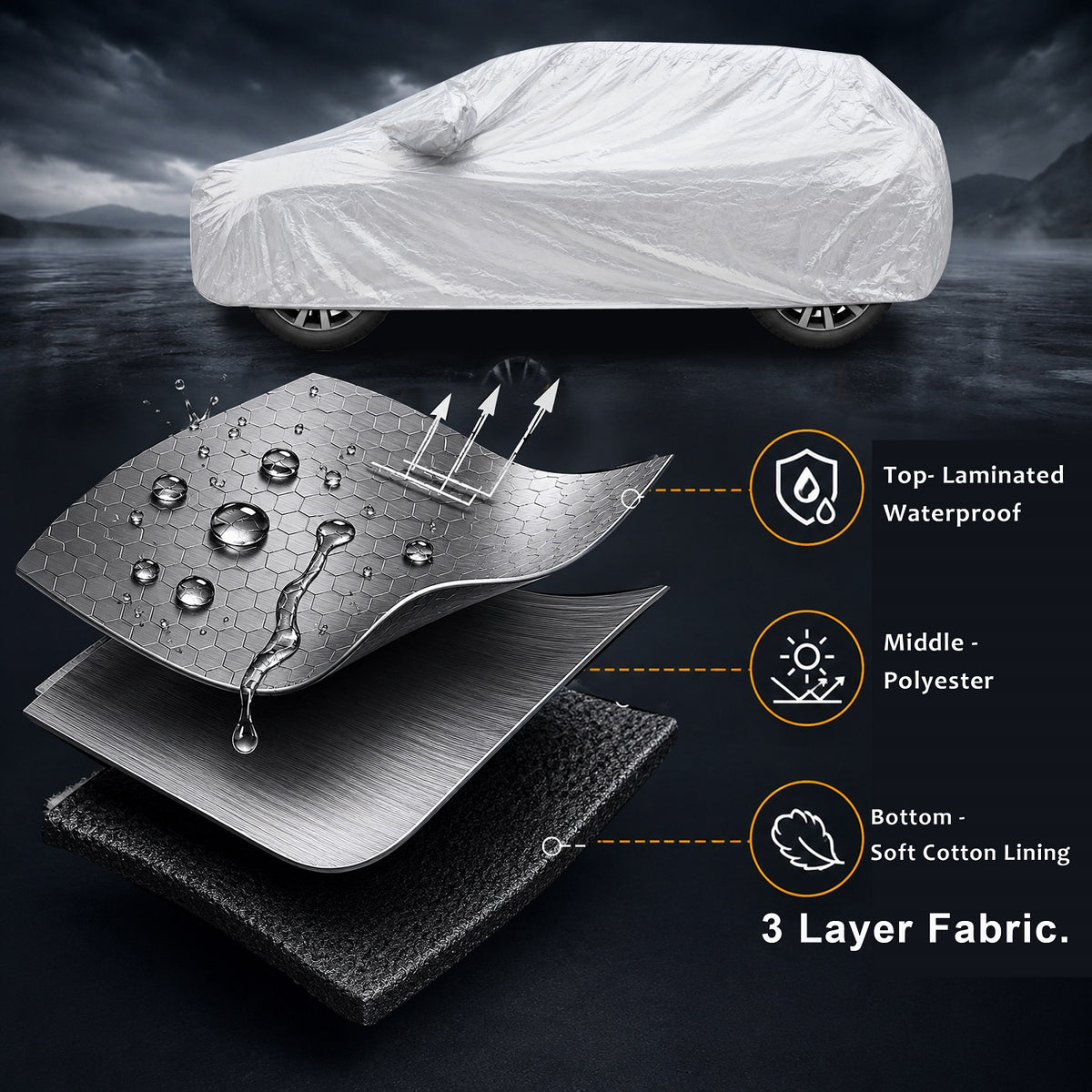 Waterproof Car Body Cover Titanium Waterproof Silver